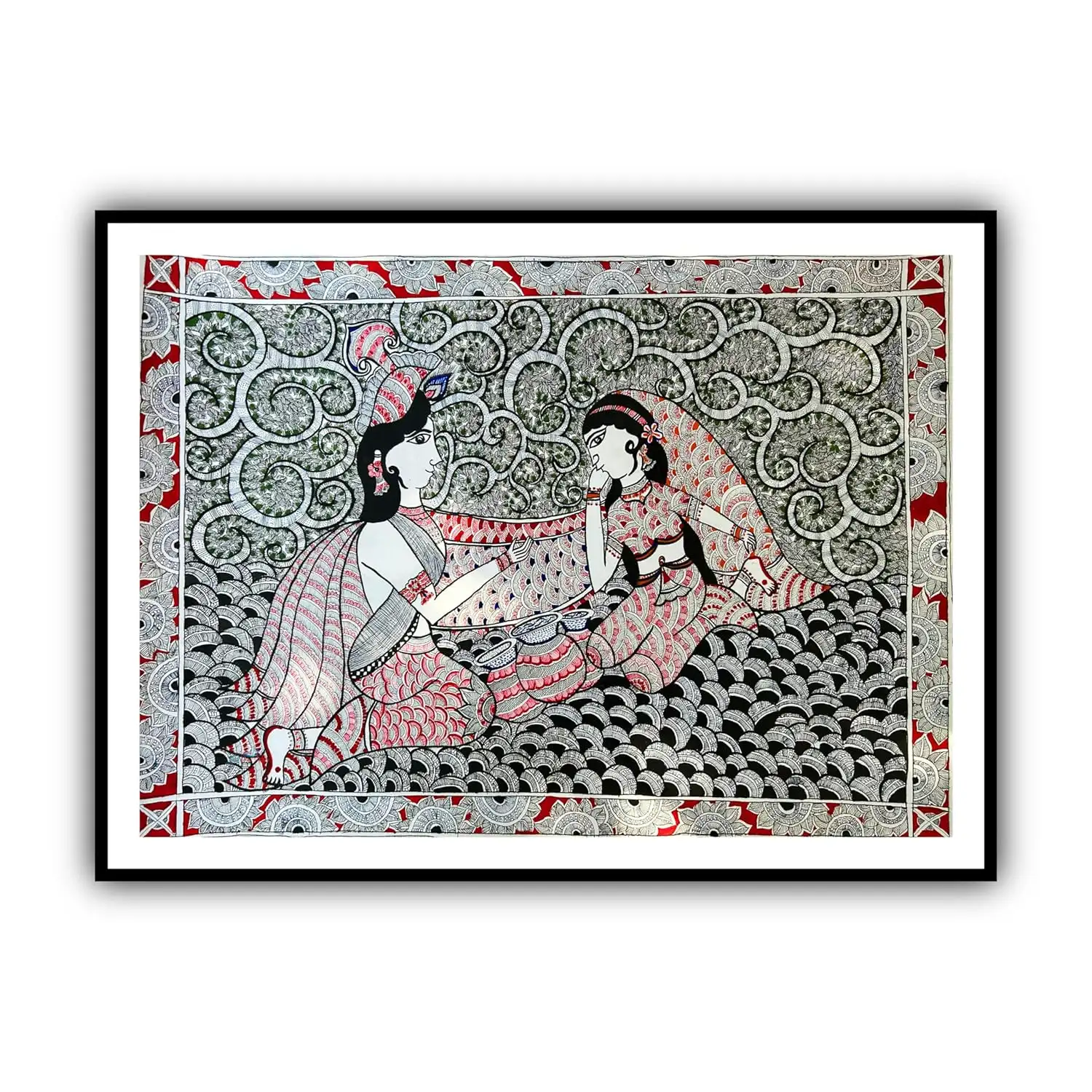 Artdarshan Authentic Madhubani Art | Handmade Radha Krishna Mithila Painting without Frame – Premium Wall Décor for Home, Living Room & Hall